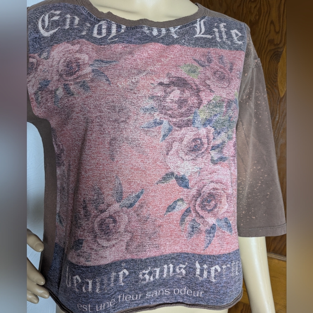 Moikana Brown Floral Crop Top Medium